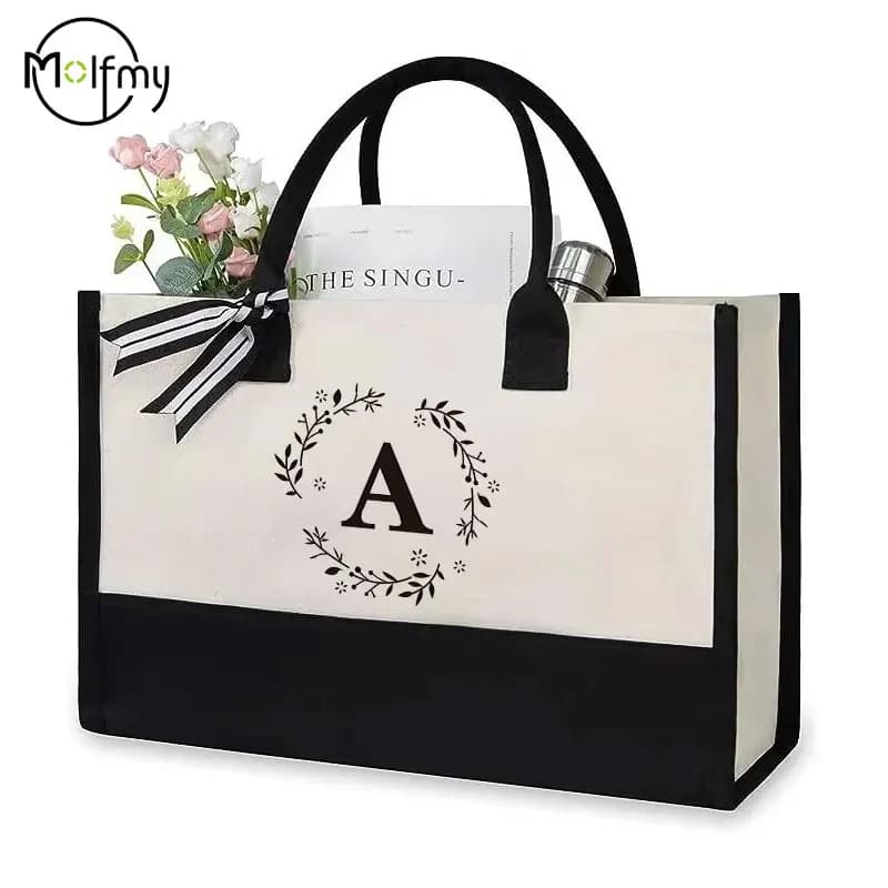 Sacs fourre-tout en toile avec lettres, sac de plage, cadeau d'anniversaire, de mariage, Boutique pe