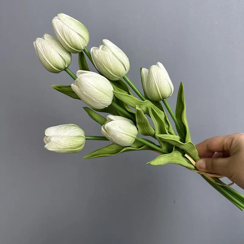 Bouquet de tulipes artificielles en PU, fausses fleurs au toucher réel, Simulation décorative de mar