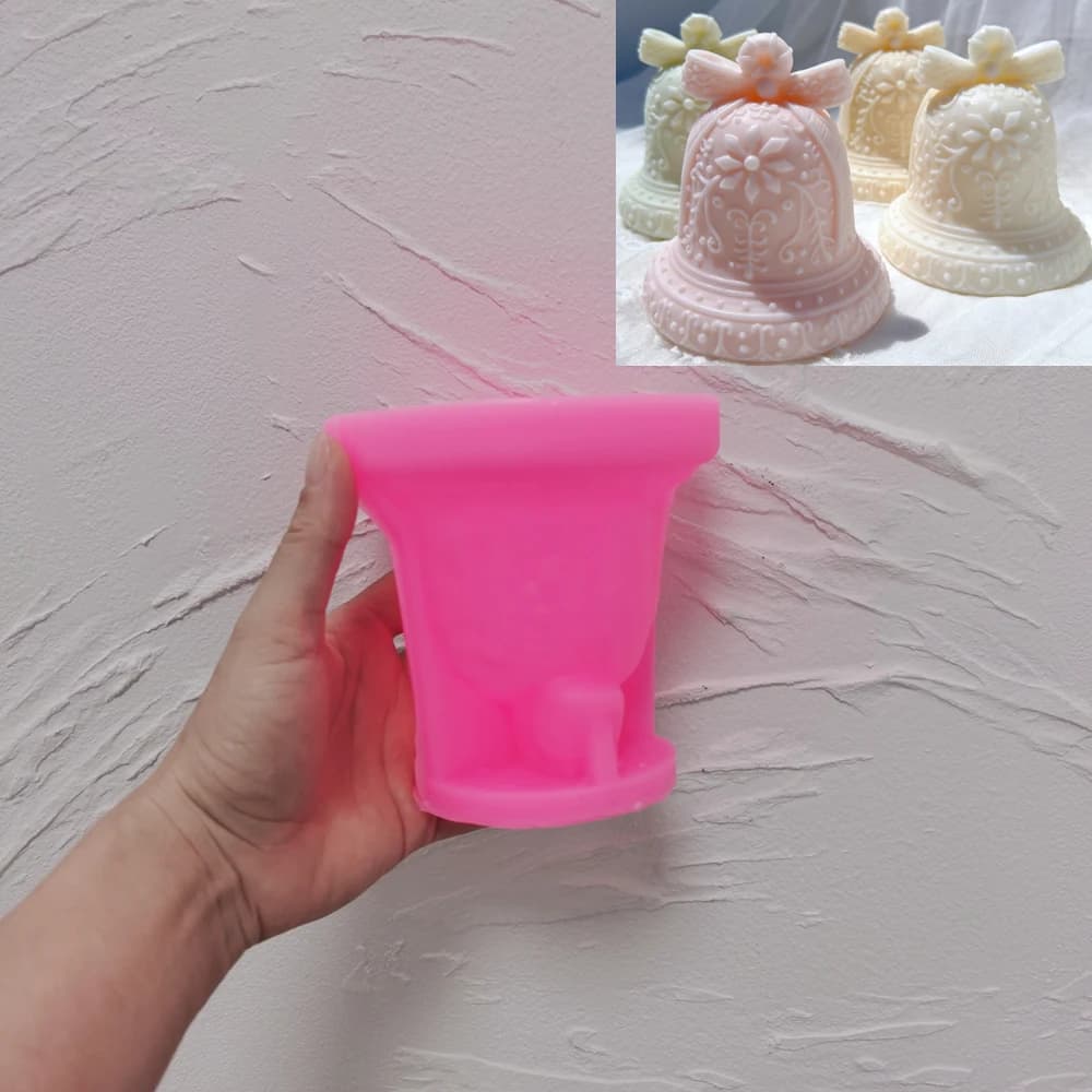 Moule de bougie de cloches de pain d'épice de noël, cloche festive en résine de Silicone, cire de so
