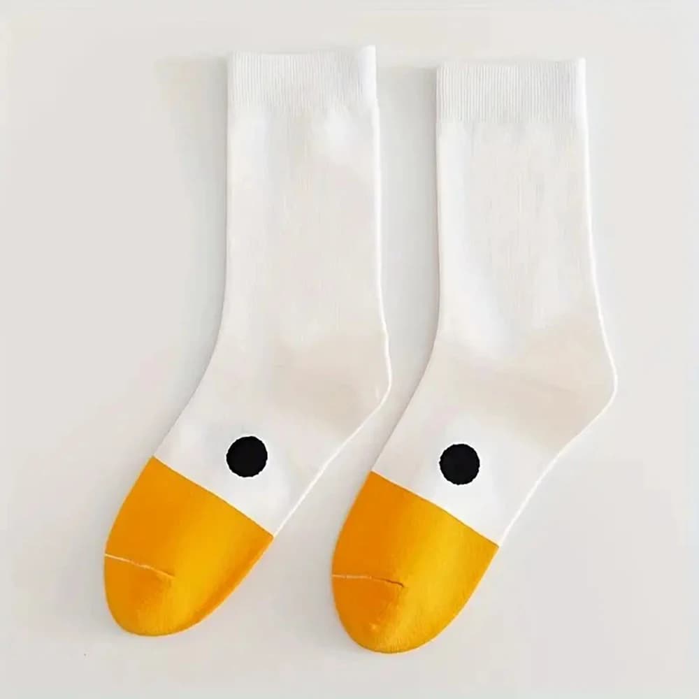 Chaussettes de dessin animé pour femmes, à la mode et polyvalentes, conception mignonne, oie drôle, 