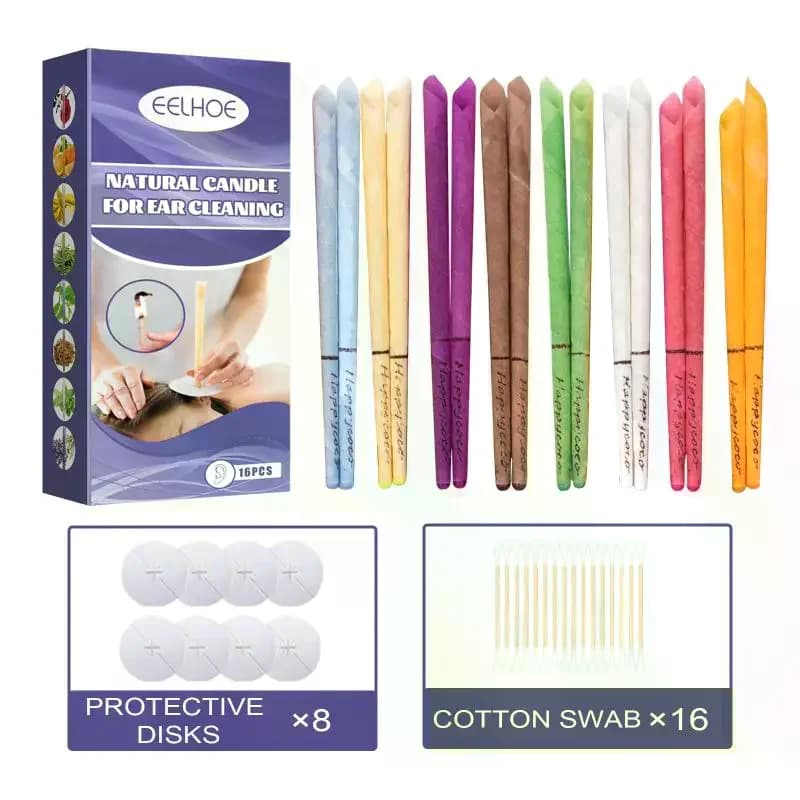 Bougies auriculaires en forme de corne (16 bougies auriculaires + 8 joints), Disques de soin personn