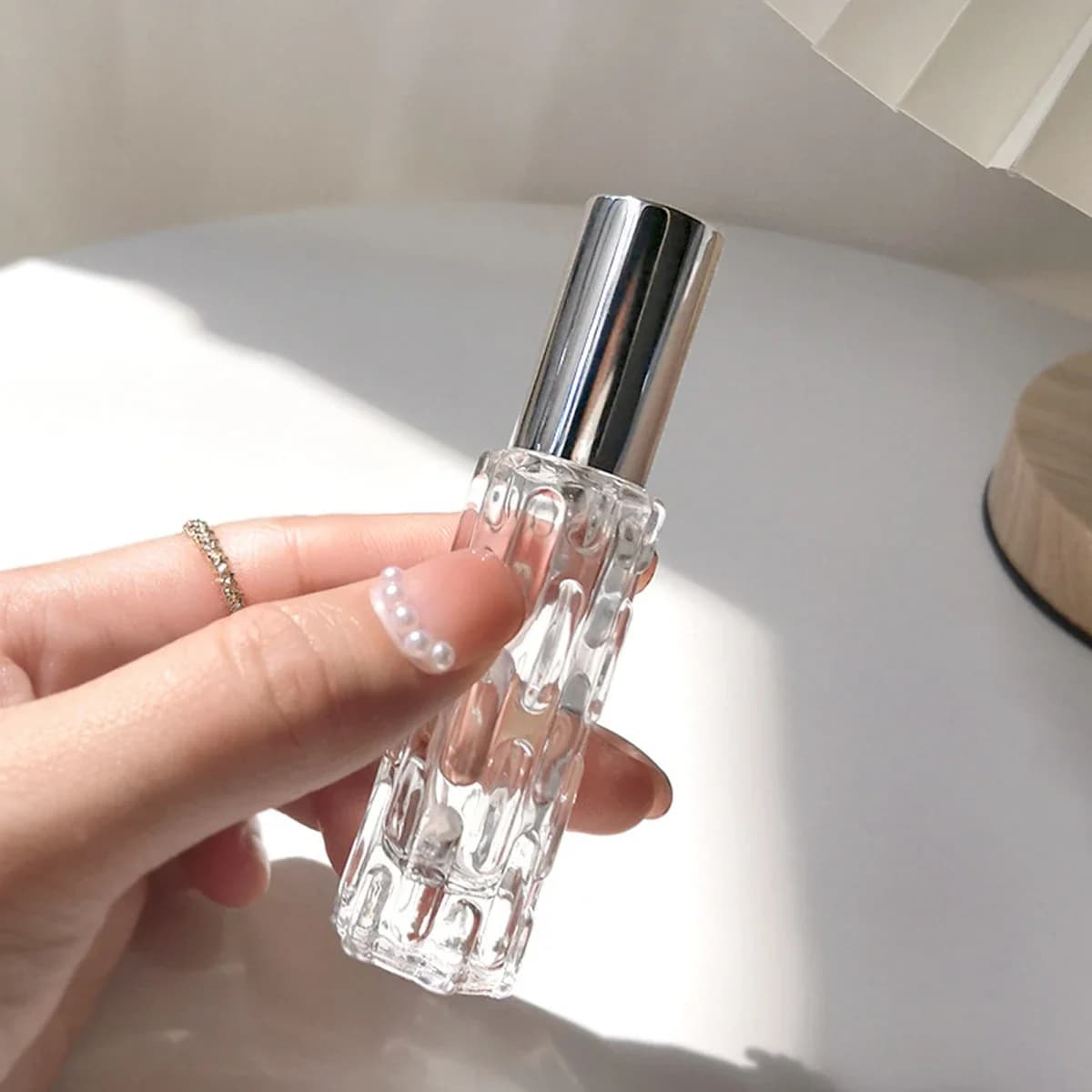 Flcopropriété vaporisateur de parfum en verre, ligne en aluminium, pulvérisateur de brouillard, tête