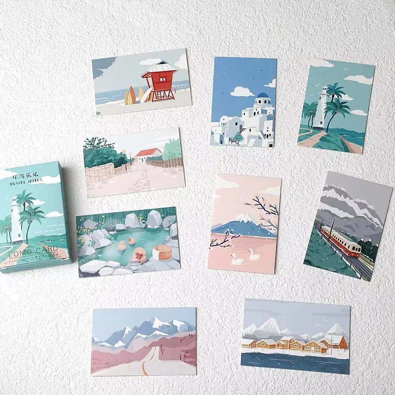 28 pièces/ensemble de cartes Lomo créatives pour notes de voyage - Cartes photo de collection sur le