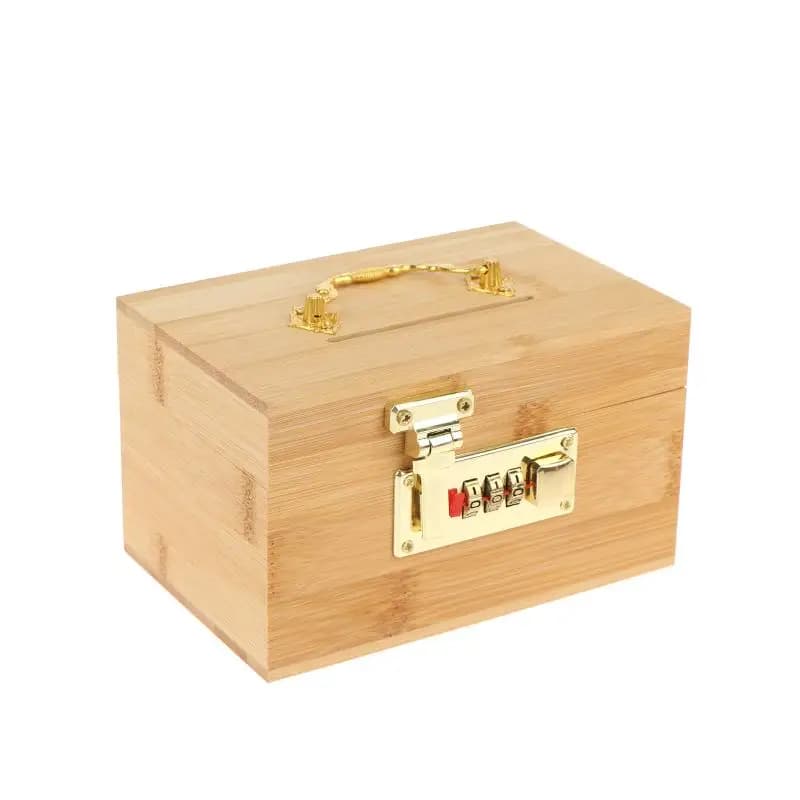 Coffre-fort en bois à combinaison - Boîte de rangement sécurisée pour adultes, tirelire décorative p