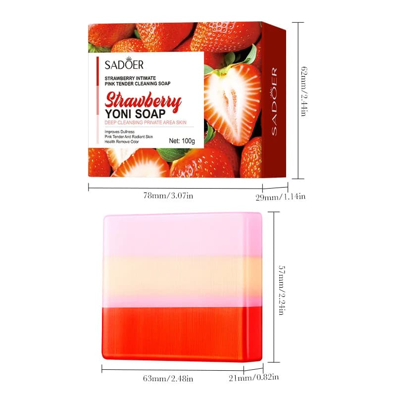 Savon Yoni apaisant pH Balance 100g – Parfum de fraise doux, nettoyage quotidien doux avec filet en 