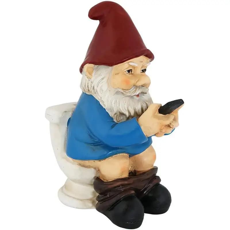 Figurine de gnome mignonne en résine, statue de nain de dessin animé, ornement amusant pour toilette