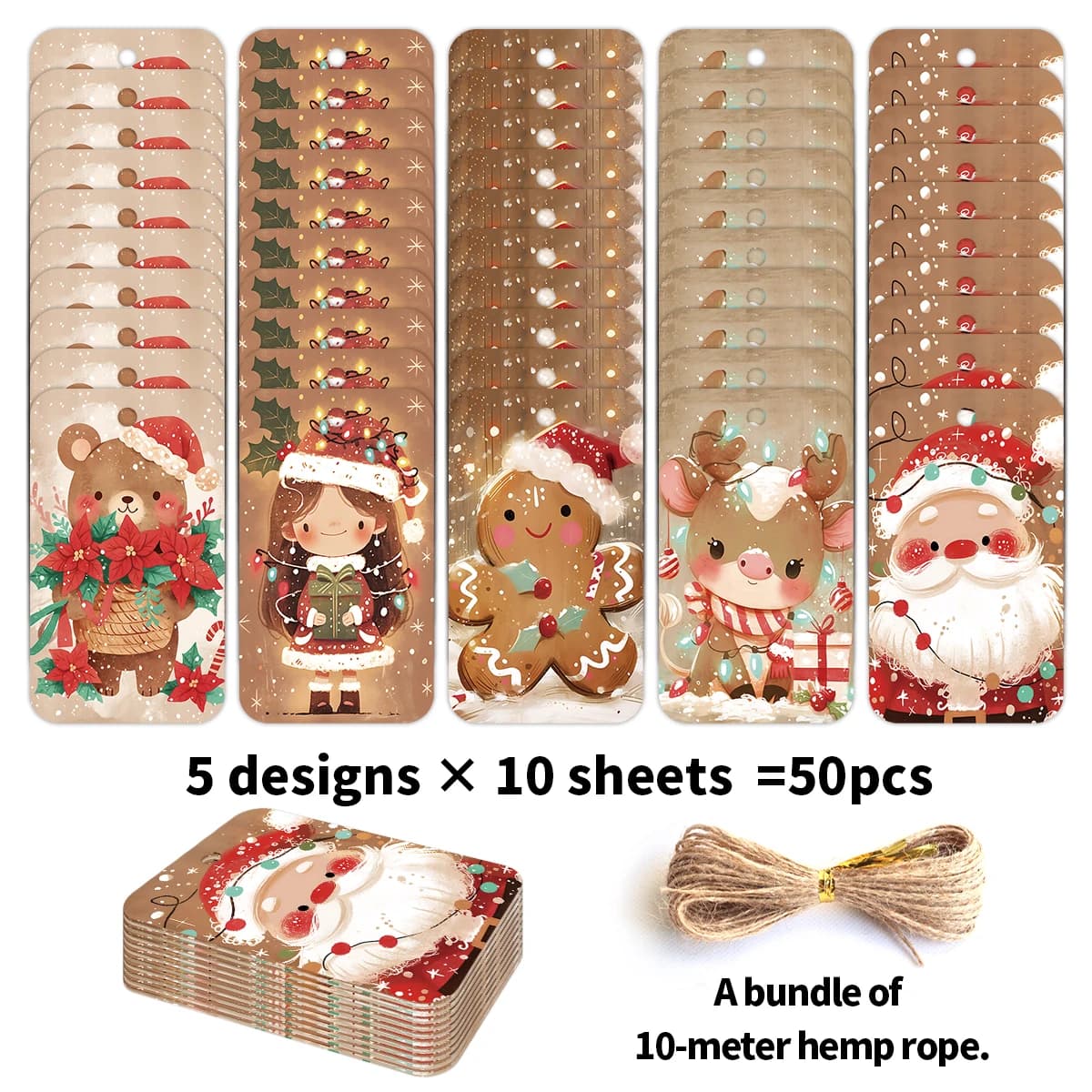Étiquettes cadeaux de noël à motif de dessin animé, étiquette suspendue pour emballage de cadeaux, d