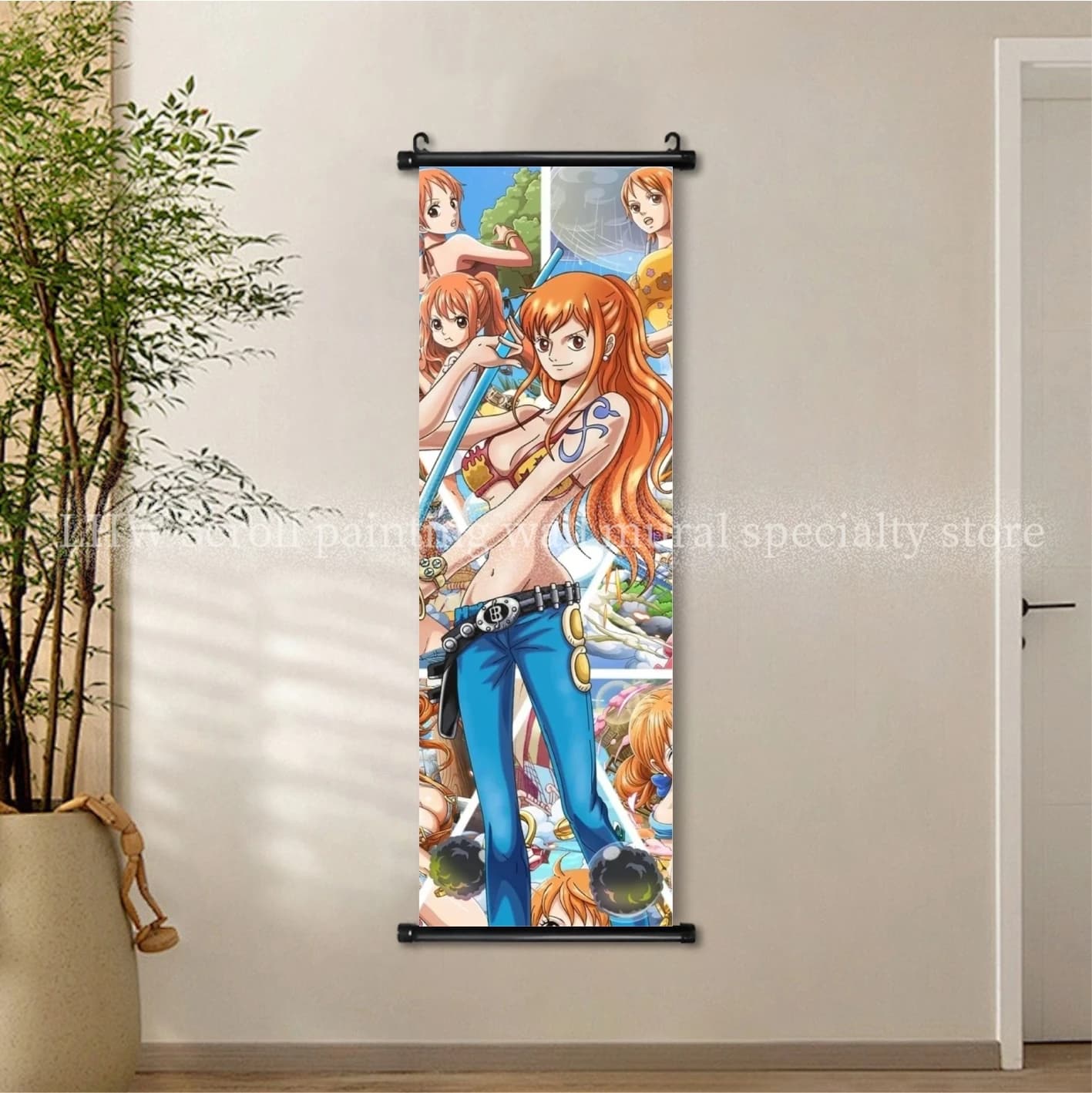 Affiche murale enroulable One Piece pour salon, chambre à coucher, décoration de fond, cadeau d'anni
