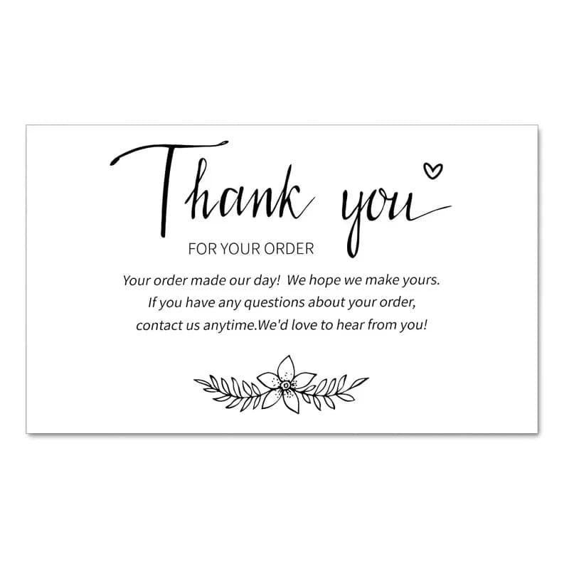 Carte de remerciement pour votre commande, 50 pièces, personnalisée, écriture de votre carte de visi