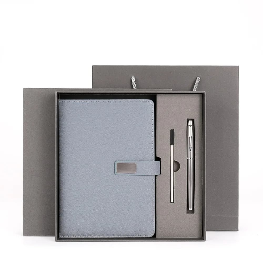 Ensemble de cadeaux d'entreprise en cuir PU, ensemble de recharge, stylet, carnet personnalisé, clé 