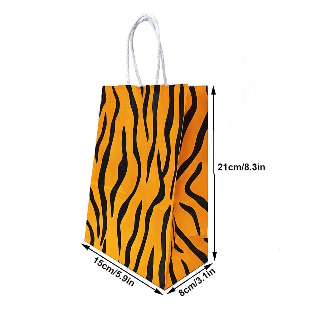 10/50 PIÈCES Jungle Animal Léopard Zèbre Tigre Vache Imprimé Modèle Cadeaux Sac À Bonbons Anniversai