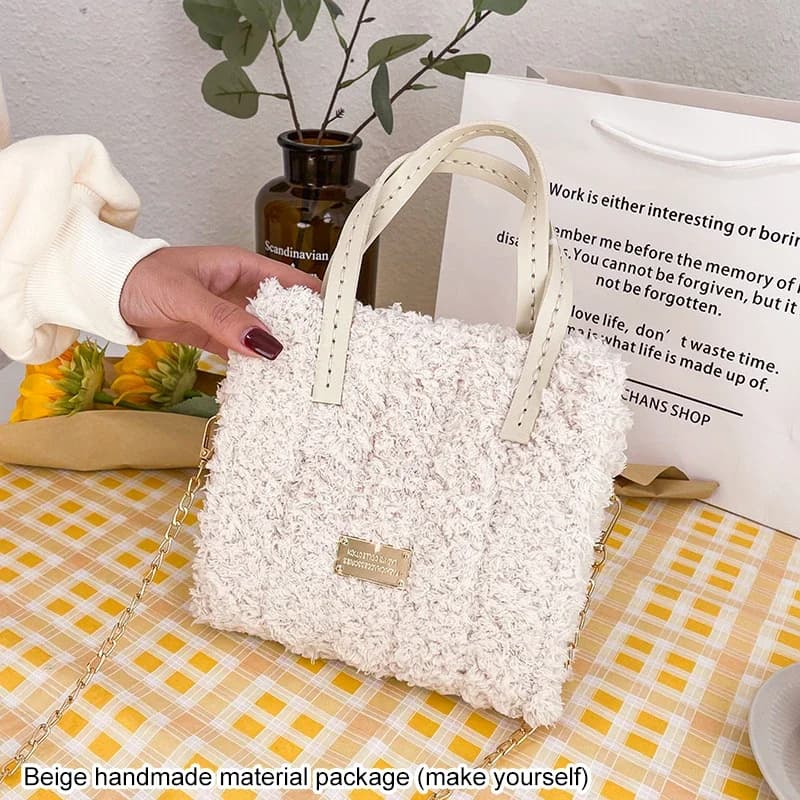 Sac artisanal bricolage, matériaux de tissage créatifs, loquet, crochet, maille, sacs en laine, sac 