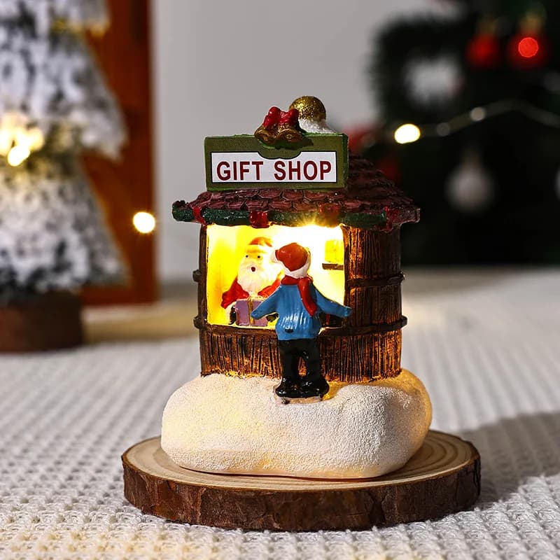 Cadeau de noël décoration de la maison résine LED Micro-paysage père noël maison artisanat ornement 