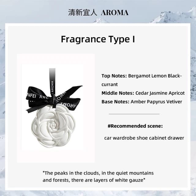 Désodorisant suspendu pour voiture, beau parfum de fleur blanche pour le style de voiture, purificat