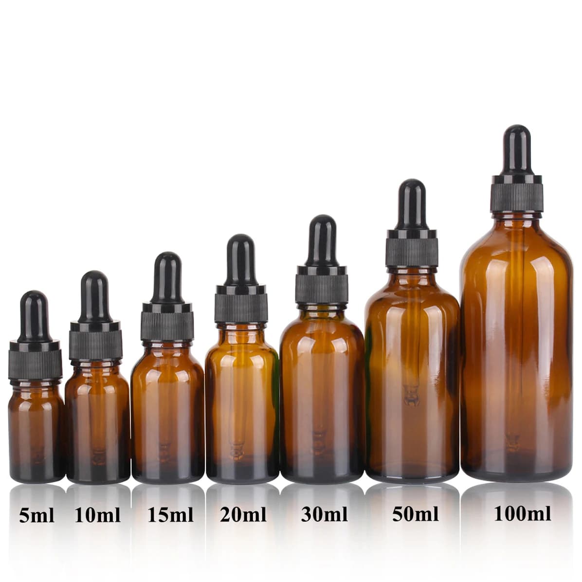 Bouteilles compte-gouttes en verre ambré avec Pipette en verre pour huiles essentielles de parfum co