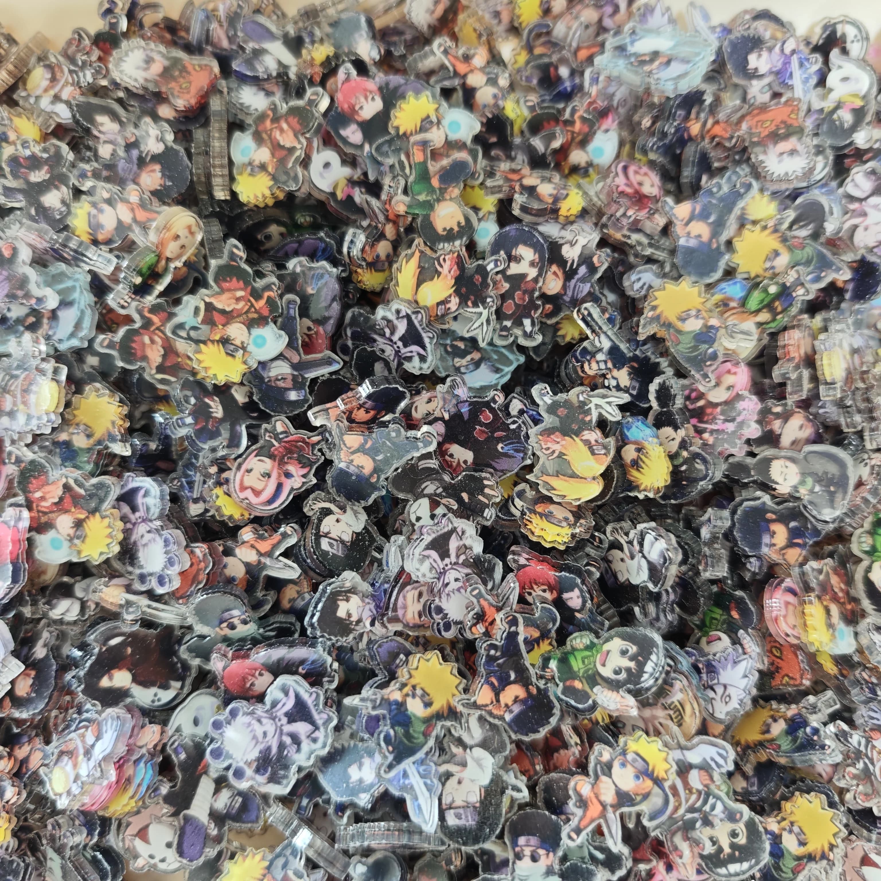 Lot de 50 accessoires en résine Naruto Anime, motifs mignons, pour lamination, colle acrylique, coqu