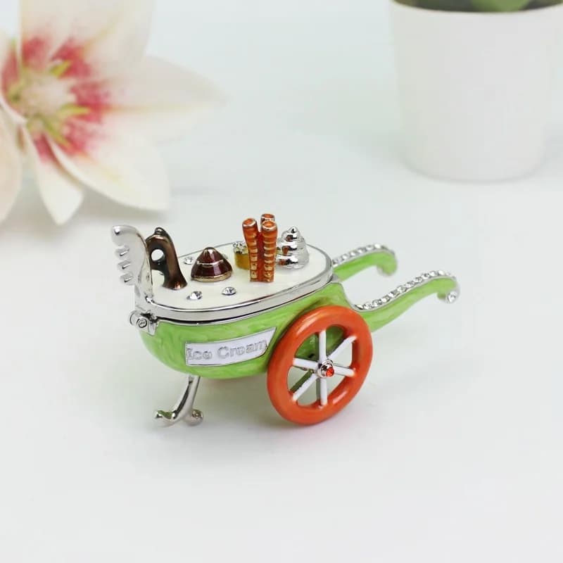 SHINNYGIFTS Boîte à bibelots en émail pour voiture de crème glacée peinte à la main Boîte à bijoux a