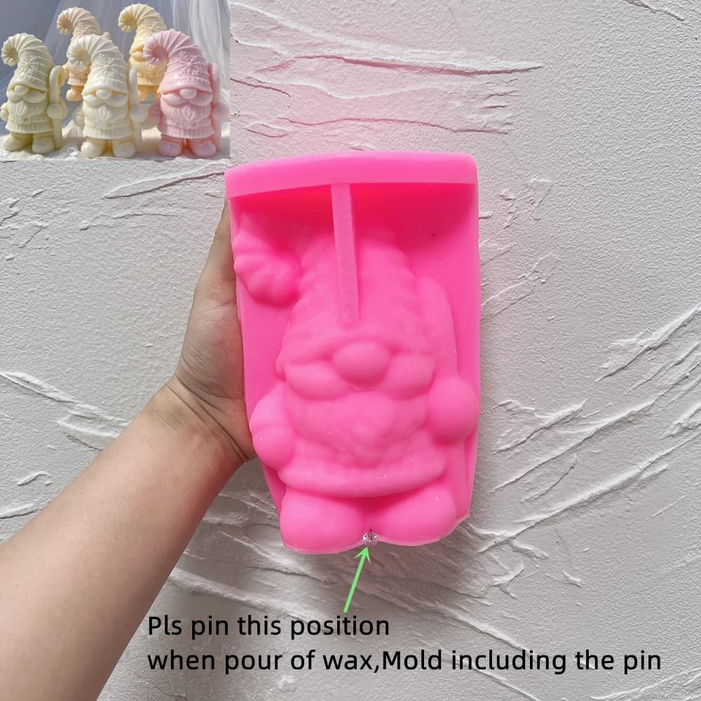 Moule en Silicone pour bougie Gnome de noël, deux modèles, en résine, pour bougies, cire de soja, dé
