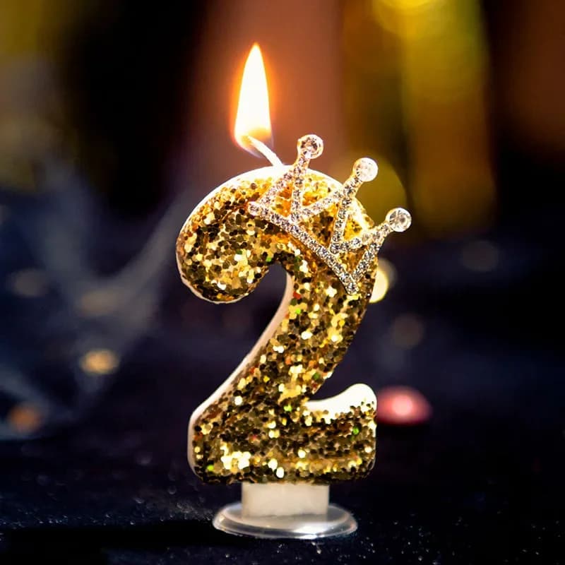 Bougie numérique d'anniversaire Couronne - Décoration de gâteau sans fumée pour fête romantique adul