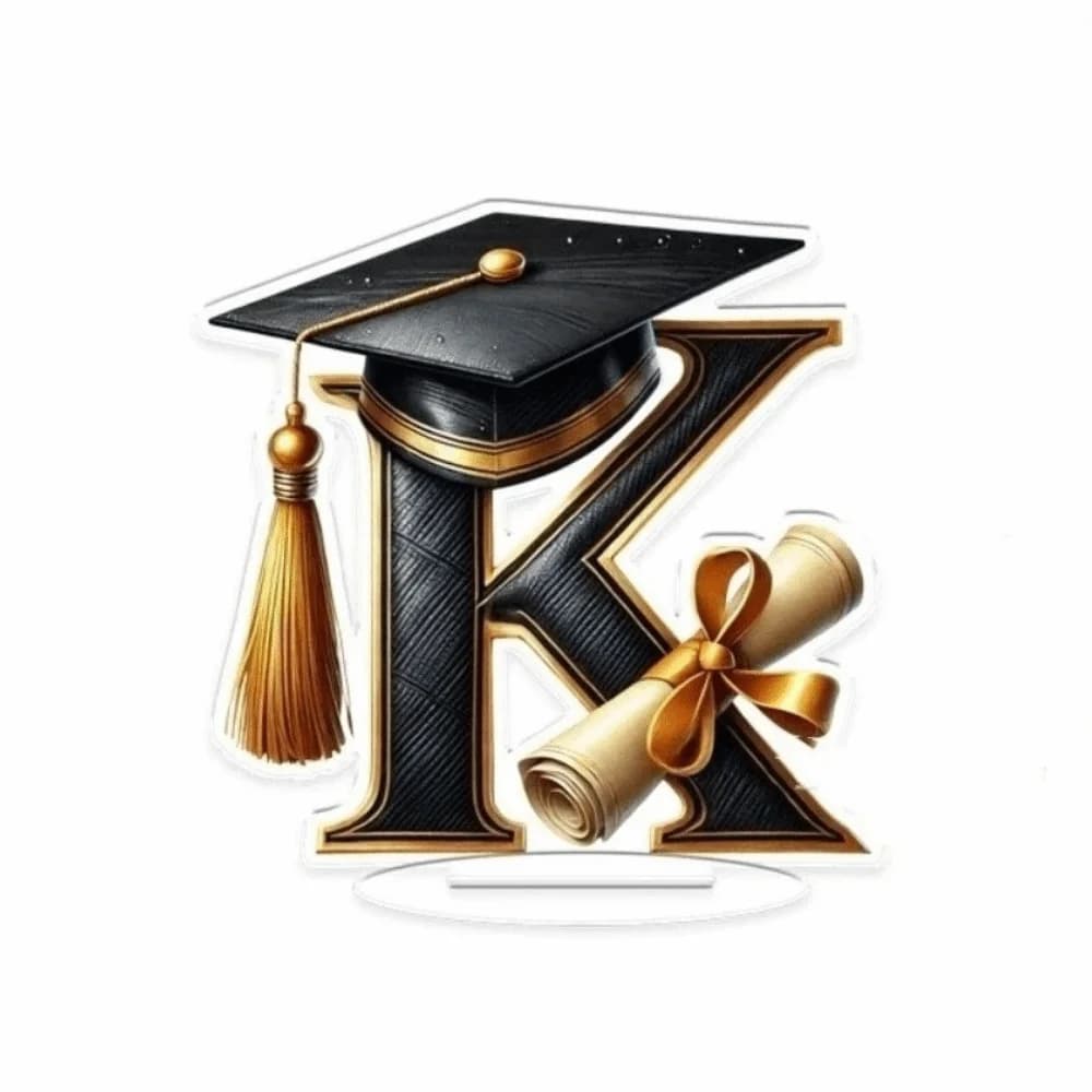 Décorations de graduation personnalisées en 2D, design alphabet, souvenirs de graduation, ornement d