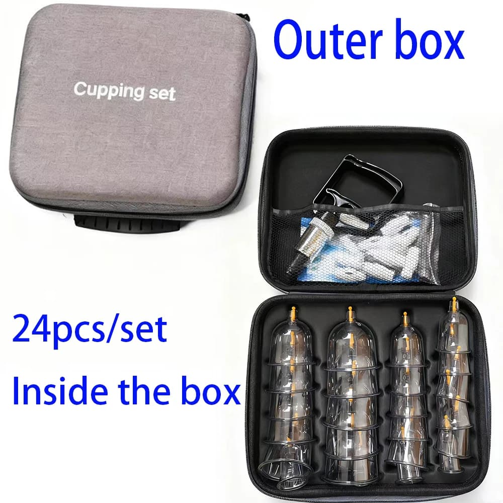 Ensemble de ventouses de relaxation, 24 pièces, plusieurs tailles de tasses sous vide avec pompe à m