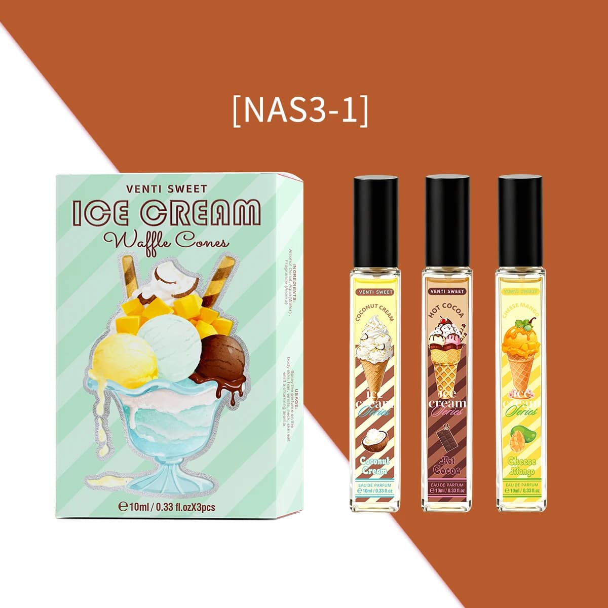Coffret cadeau de parfum, parfum féminin fruité gourmet, parfum de lait/cèdre/chocolat/café/vétiver/