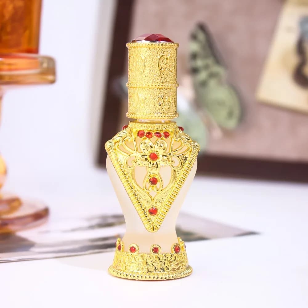 Flacons de parfum de 8 ml, style arabe, en métal vieilli, flacon rechargeable vide, design sculpté, 