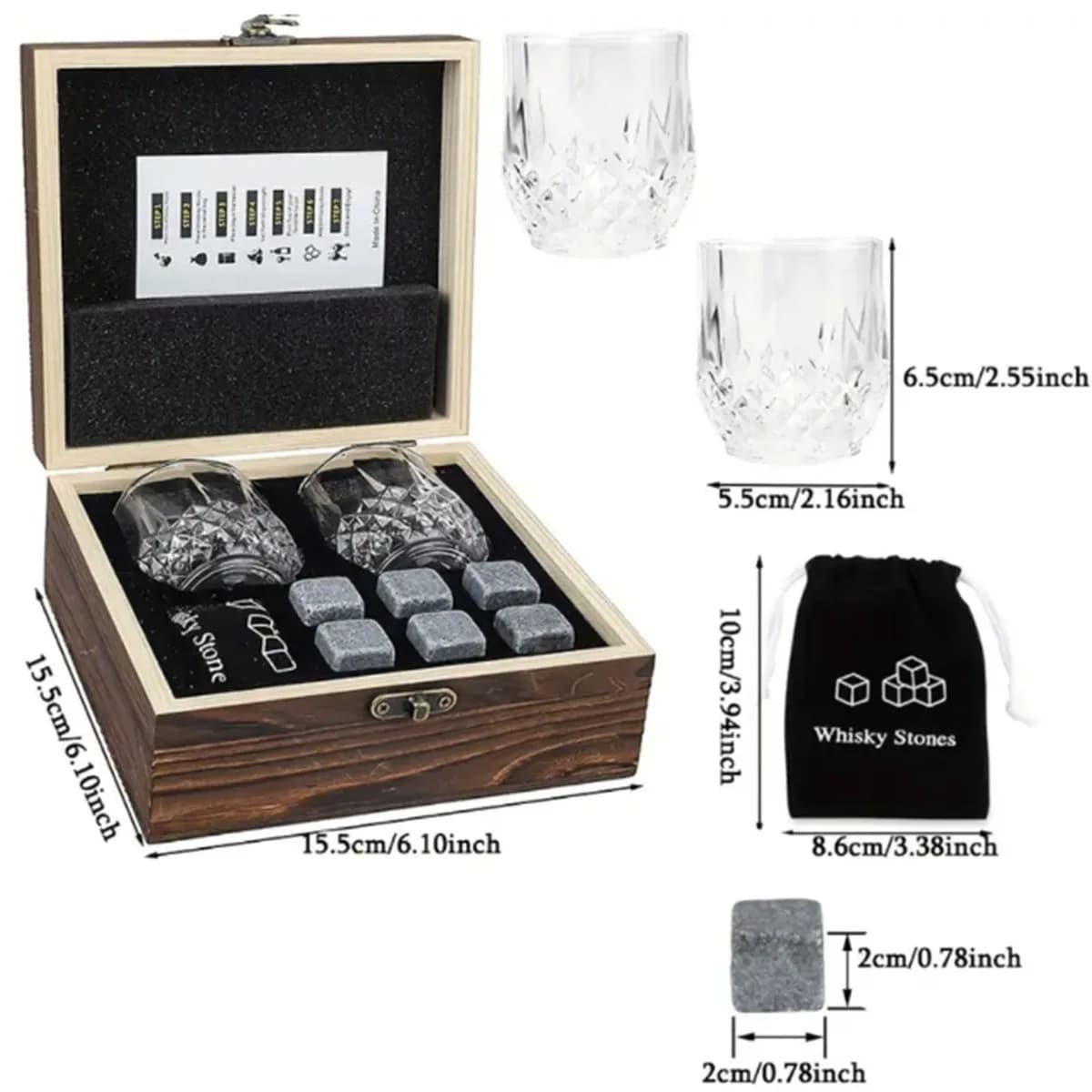 Ensemble de verres à pierres à whisky, cadeau de noël, saint-valentin, glaçon en granit pour whisky 