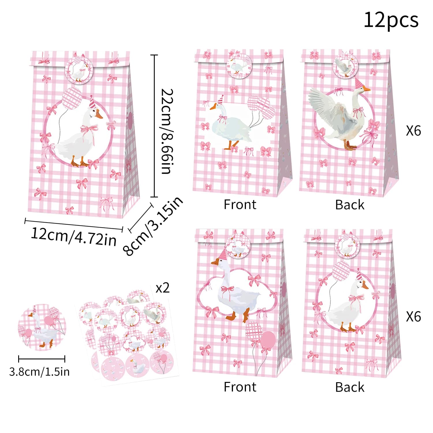 Sacs cadeaux pour animaux de ferme, 12 pièces, cadeaux de fête, cadeau d'oie de ferme, sac en papier