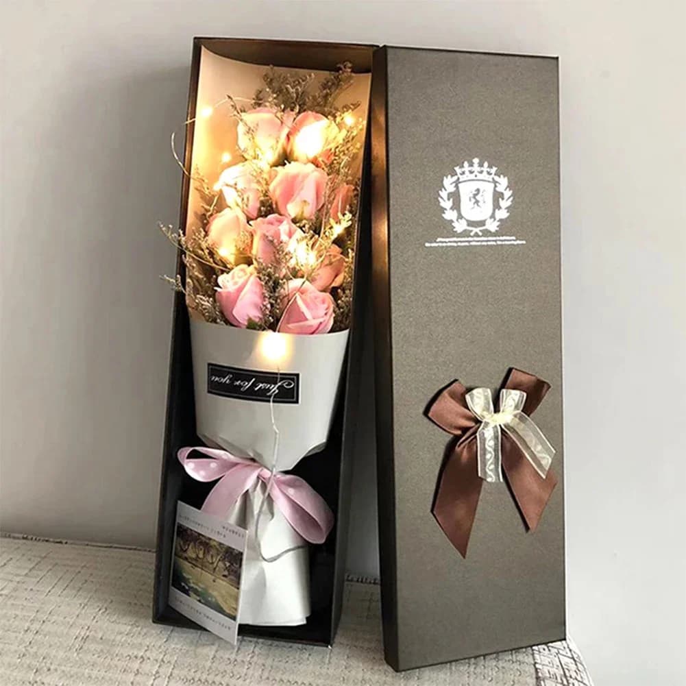 Guirlande lumineuse romantique, Bouquet de roses, boîte-cadeau, cadeau de saint-valentin pour décora