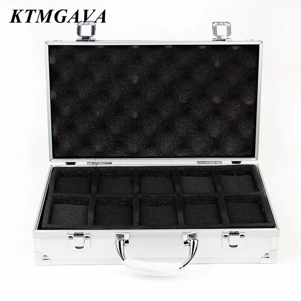 Boîte de montre de luxe de qualité supérieure, 10 compartiments, en alliage d'aluminium, stockage de