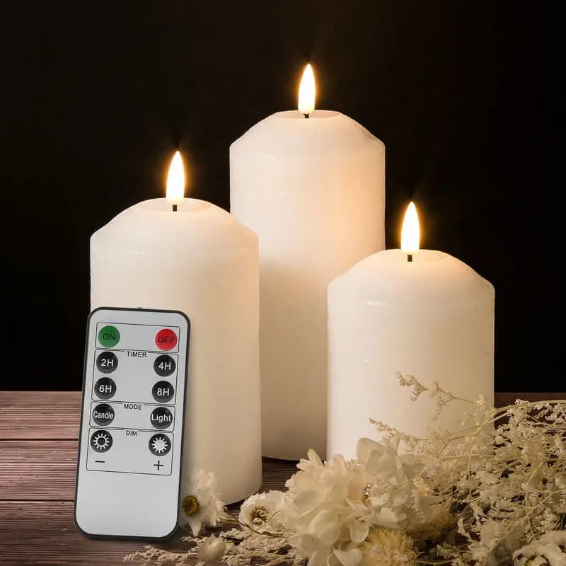 Bougie LED à piles en cire de paraffine télécommandée, effet flamme vacillante 3D, pour la maison, l