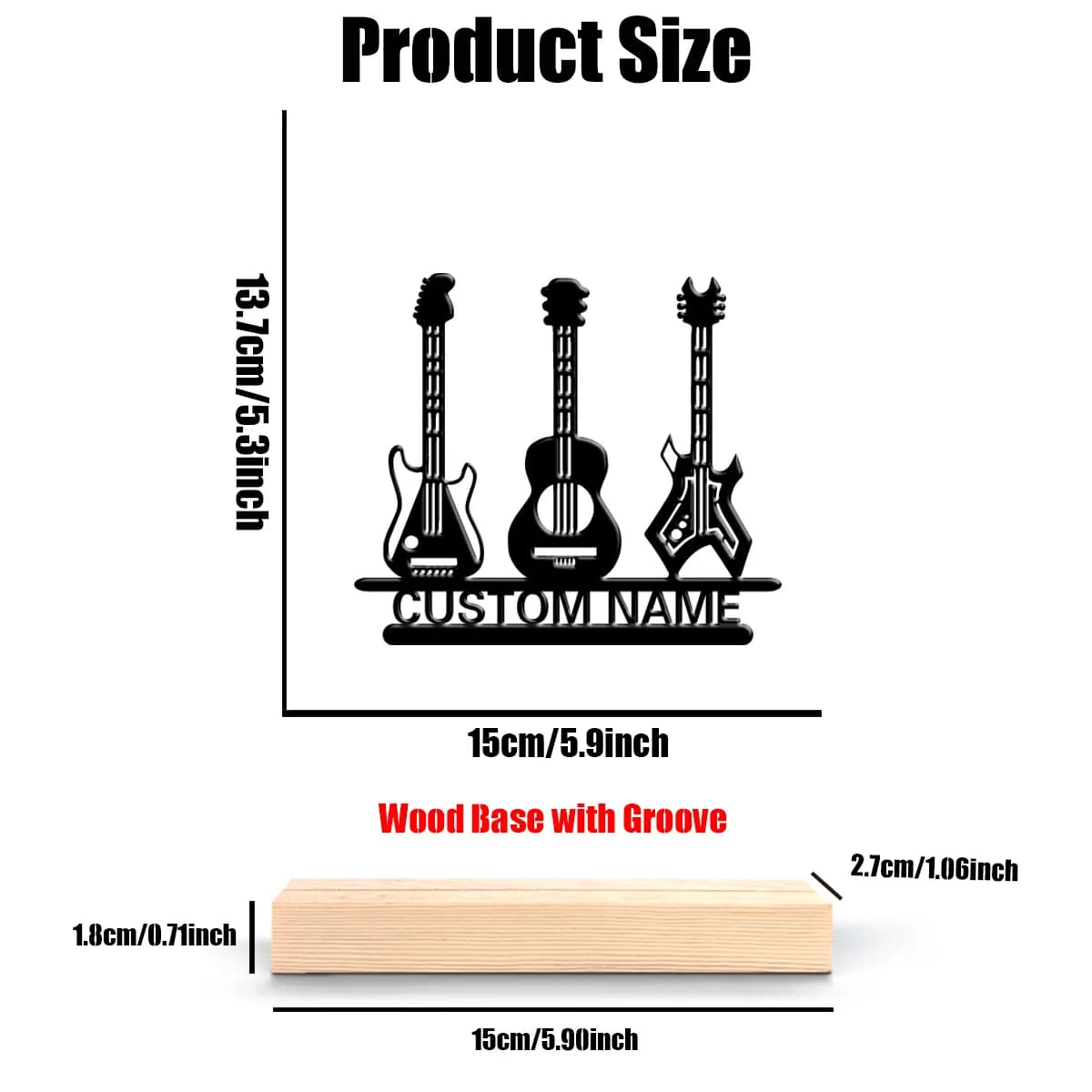 Statues de guitare personnalisées en métal, 1 pièce, cadeau de musicien avec Base en bois, parfait p