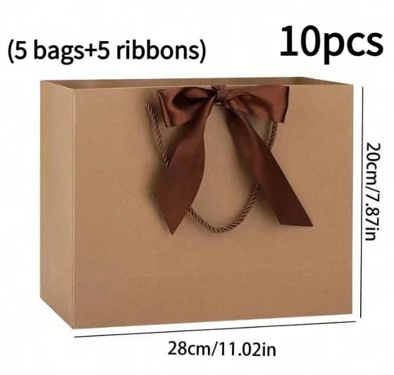 Sacs cadeaux 10 pièces sacs cadeaux moyens 5 pièces + 5 rubans sacs cadeaux moyens avec poignées et 