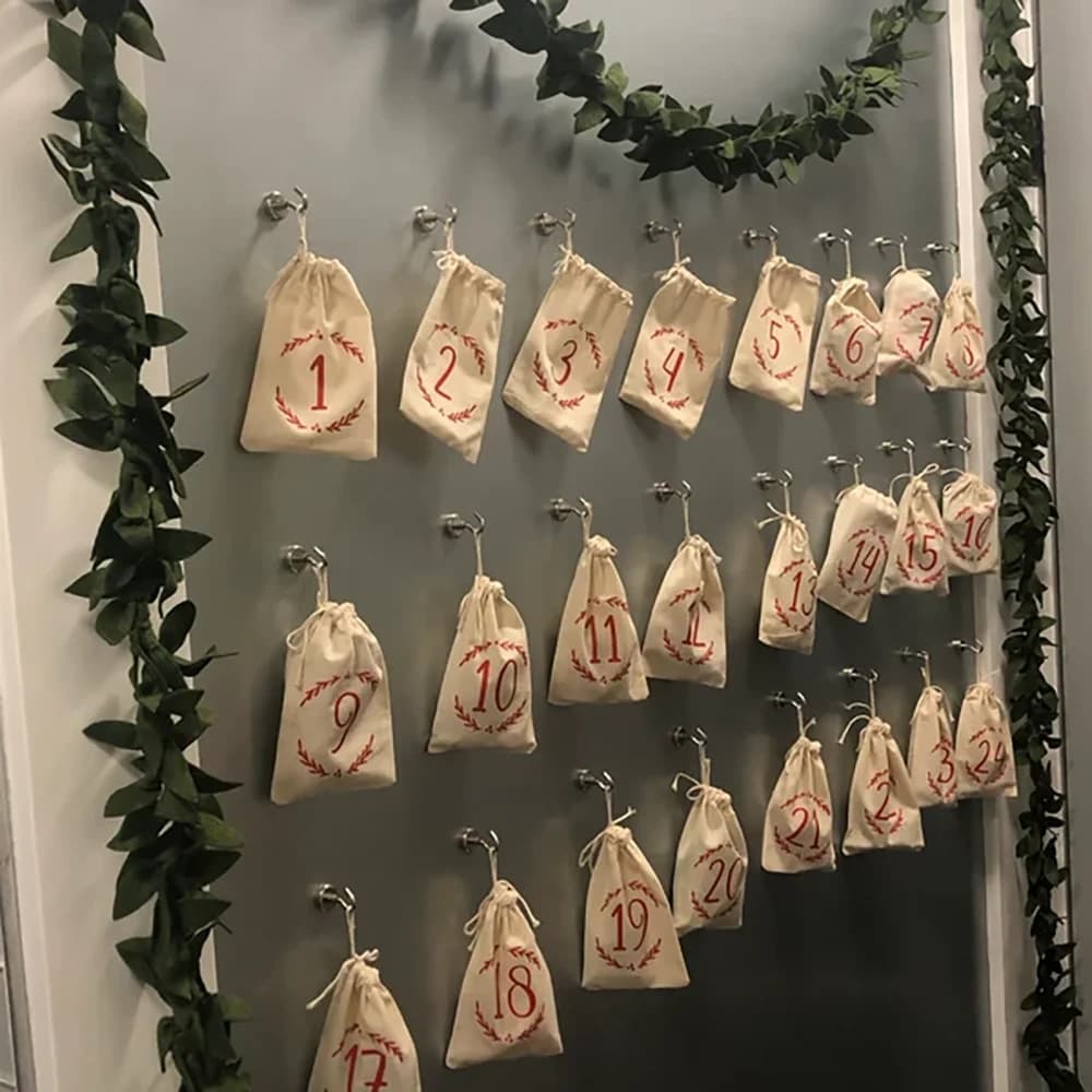 Kit de calendrier de l'avent, 25 pièces, sacs, bricolage, ornement d'arbre de noël, ferme, joyeux no
