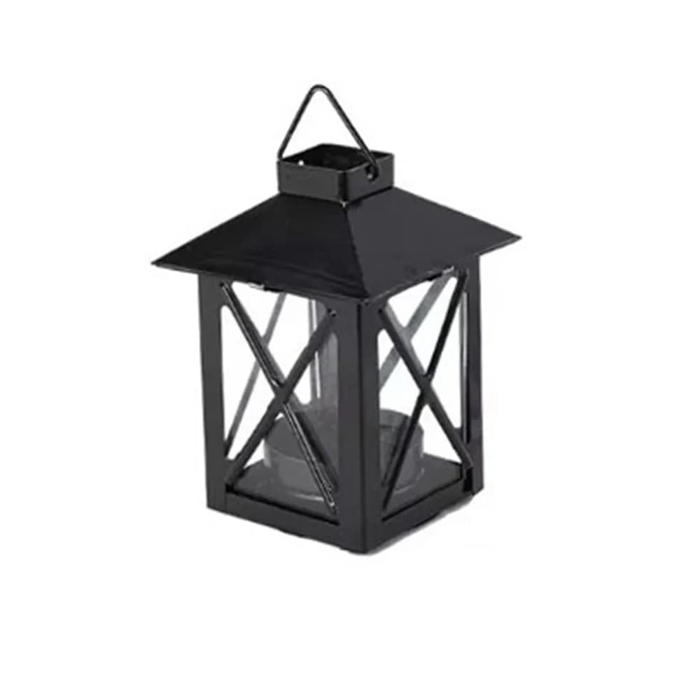 Élégant Porte-Bougie Noir Européen, Lanterne à Vent en Fer Faite à la Main, Stable pour Extérieur, I