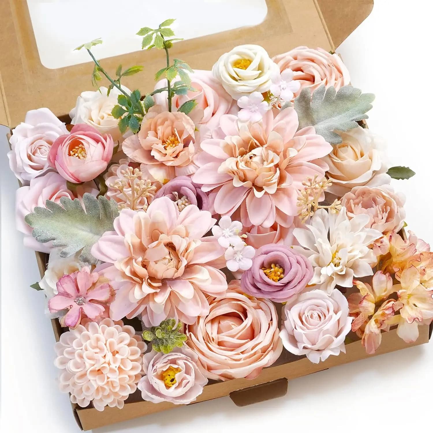 Coffret de fleurs artificielles roses, bouquet de mariée, pièce maîtresse DIY pour intérieur/extérie