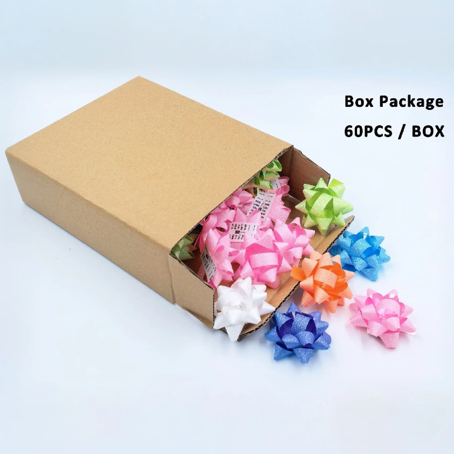 60 pièces 2 pouces ruban à paillettes cadeau arc printemps thème coloré étoile fleur arcs pour noël