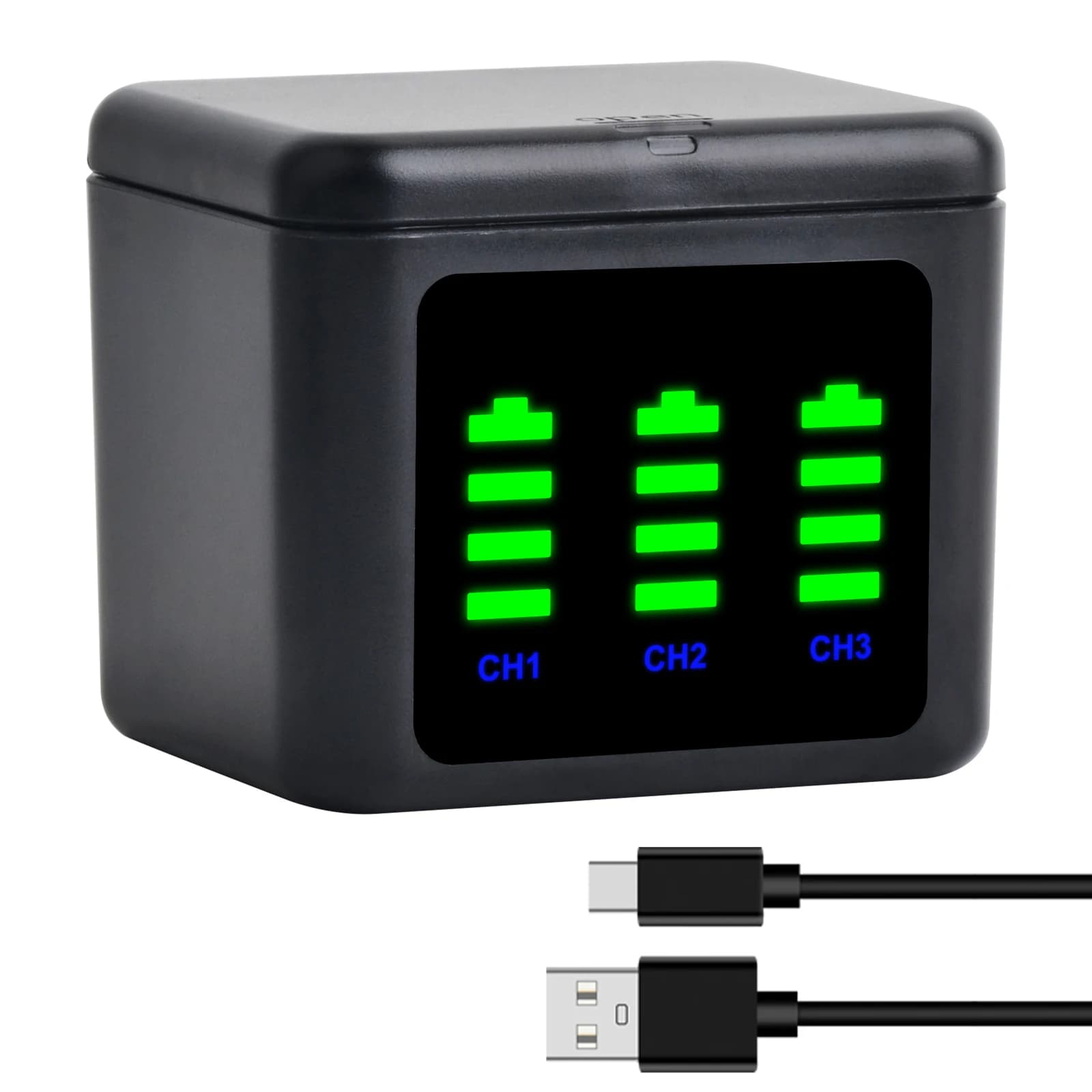 Batterie rechargeable TAVT DB-120 + chargeur avec boîte de rangement à 3 emplacements pour appareil 