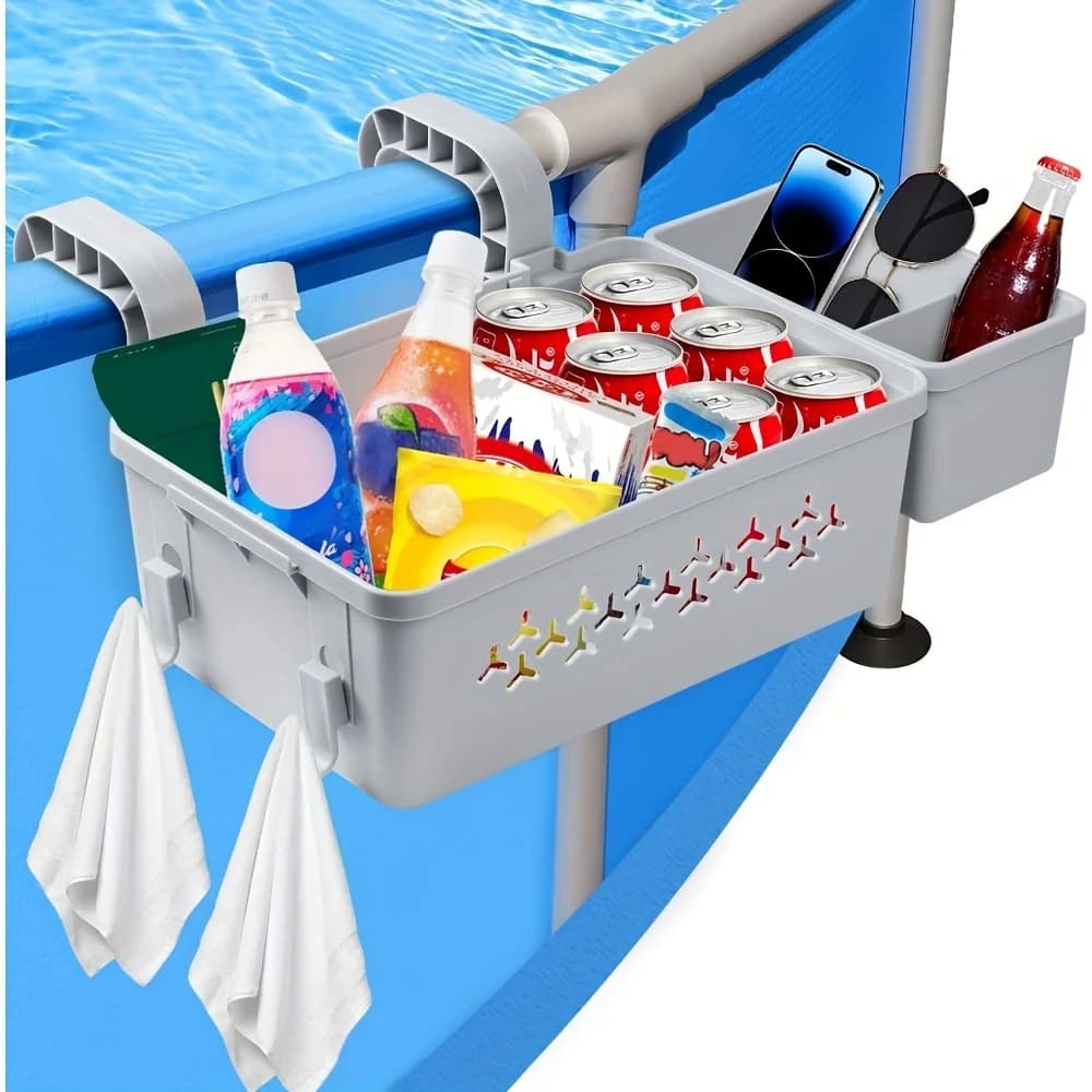 Mir de rangement pour piscine avec porte-gobelet, panier de piscine en plastique épais pour accessoi