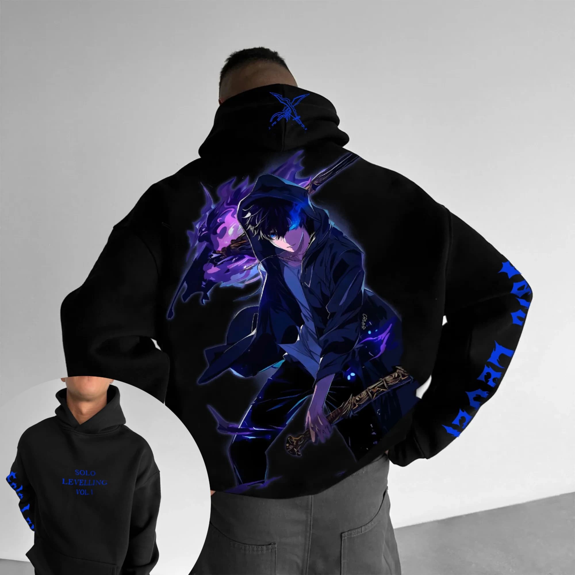 Vêtements Parent-enfant à nivellement Solo, automne et hiver, sweat à capuche avec personnage classi
