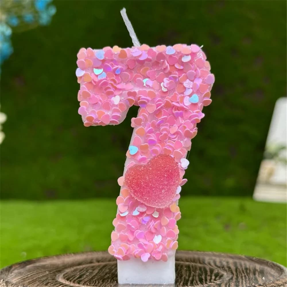 Bougie en forme de cœur rose pour fille, amour, numéro d'anniversaire, pour enfants d'un an, pour ad