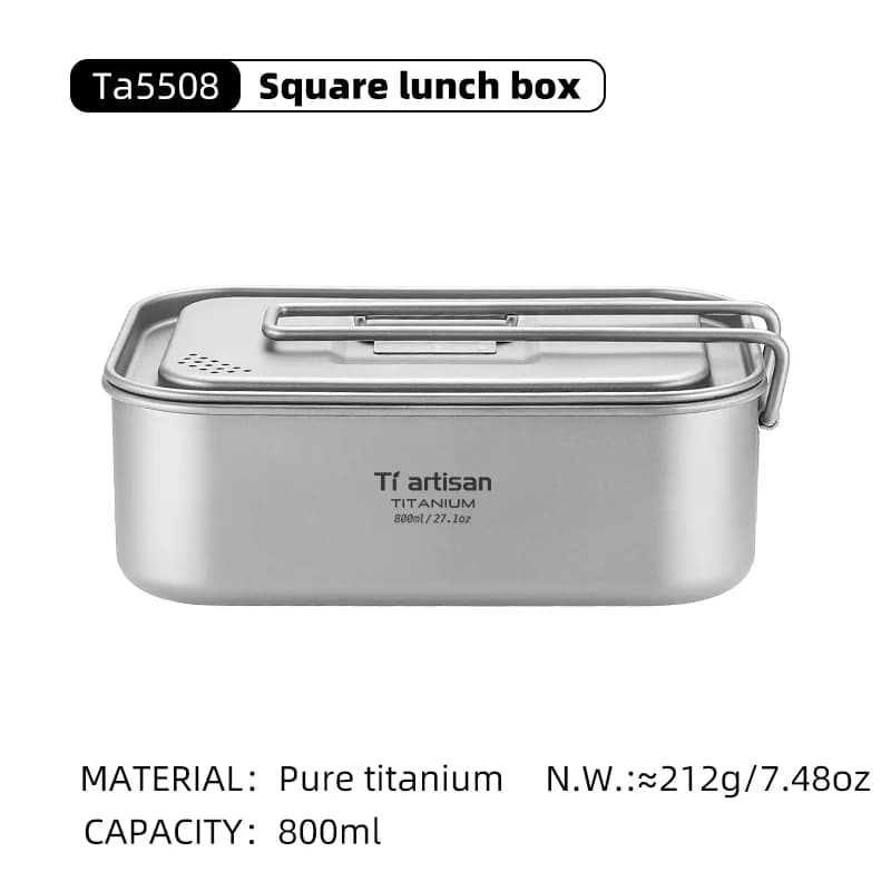 Tiartisan – boîte à déjeuner monocouche en titane, boîte à repas Durable pour Camping en plein air, 