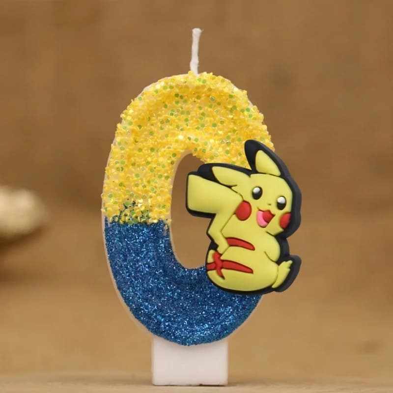 Bougies de gâteau Pokemon de dessin animé, personnage de Pikachu, bougie de fête, joyeux anniversair
