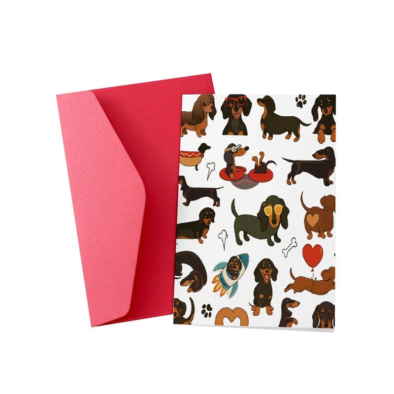 1 pc cadeau pour les amateurs de teckel modèle cartes de voeux carte de remerciement carte de remerc