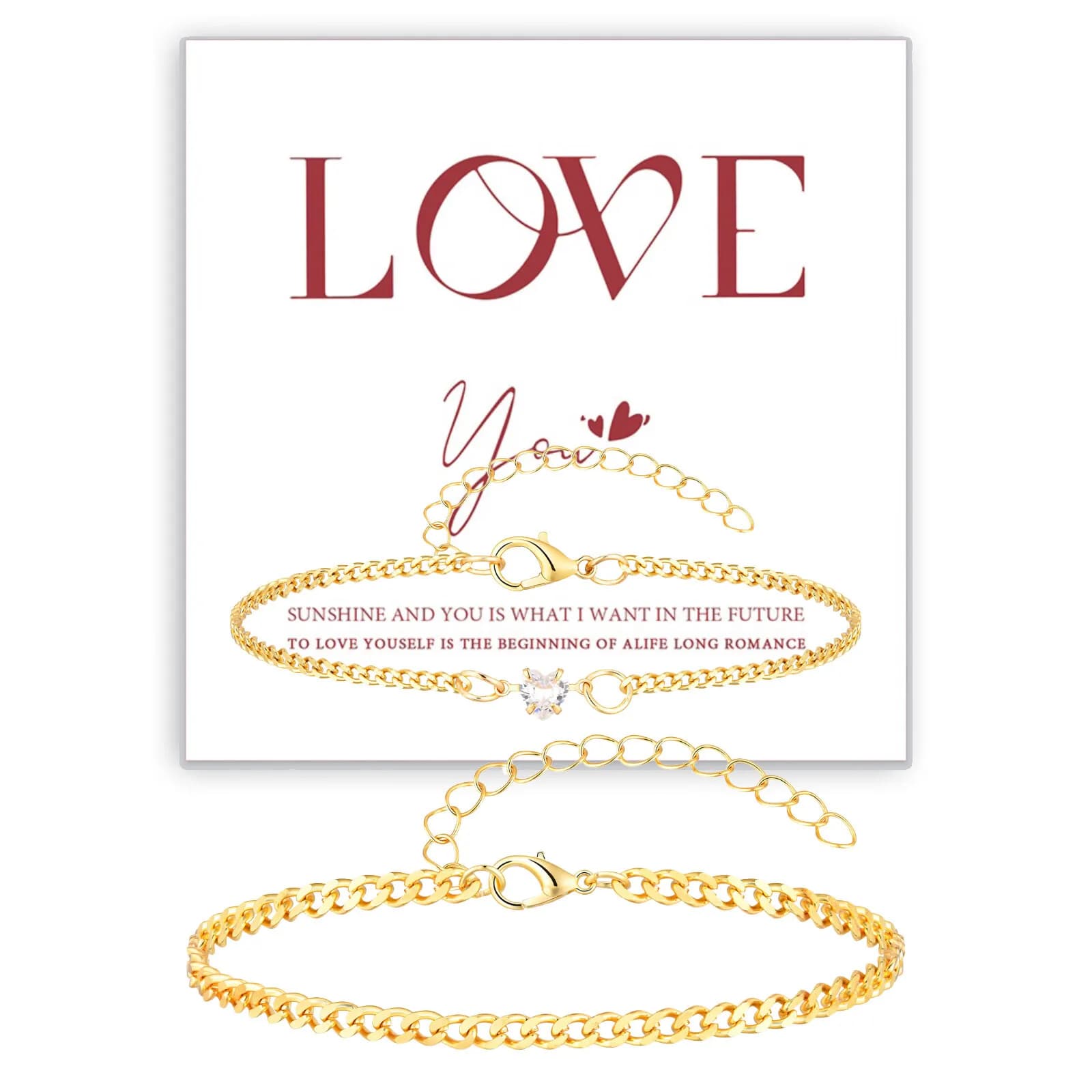 2 bracelets assortis pour couple, pour lui et pour elle, cadeaux pour la Saint-Valentin, ensemble de