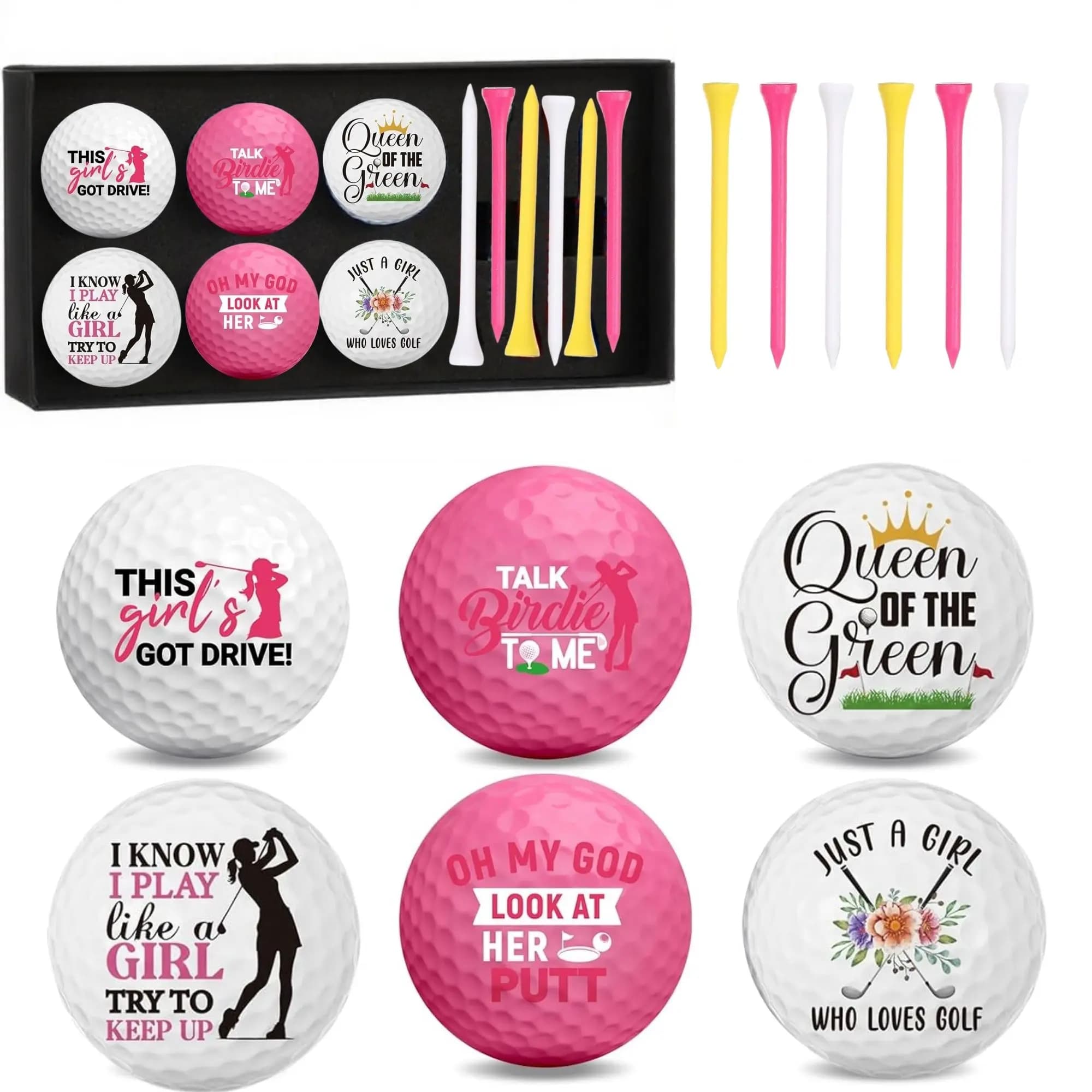 13 balles de golf roses amusantes pour femmes, cadeaux de golf pour femmes, balles de golf amusantes