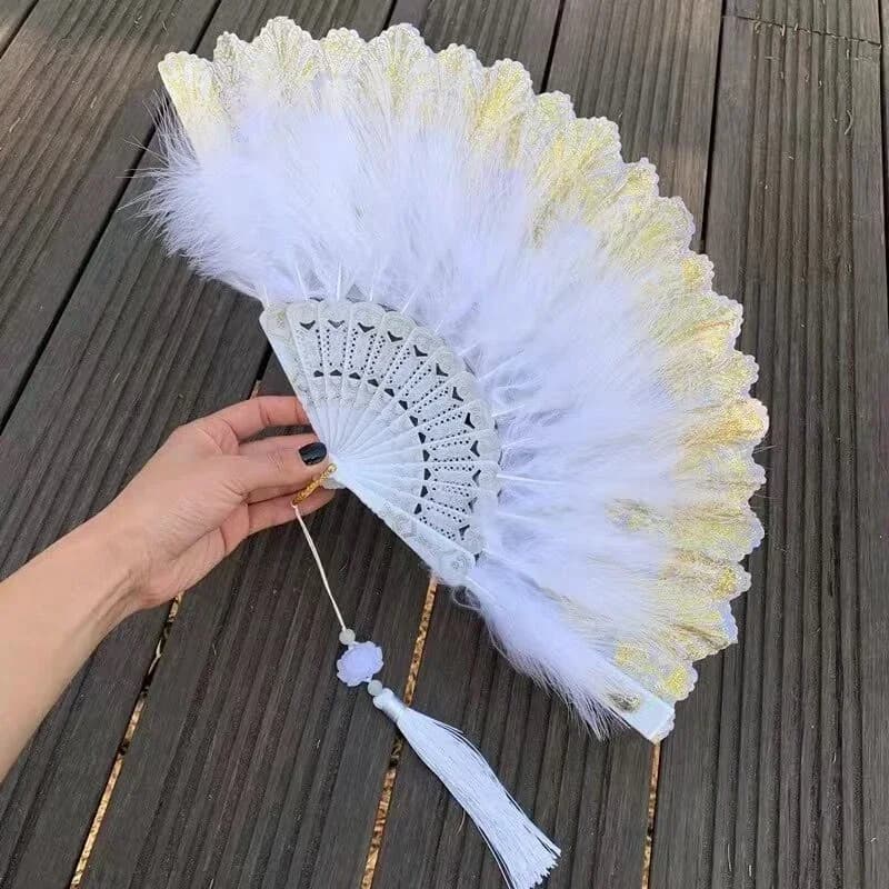 Éventails à main en plumes pour mariage, éventails en dentelle faits à la main pour dames, décoratio