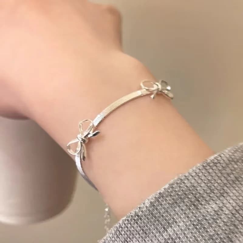 Nouveau bracelet chaîne serpent avec nœud papillon pour femmes et filles, bracelet chaîne serpent dé