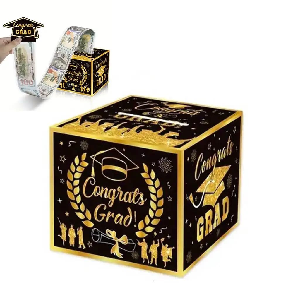 Boîte à argent pour la remise des diplômes, boîte cadeau surprise pour les diplômés, boîte à argent 
